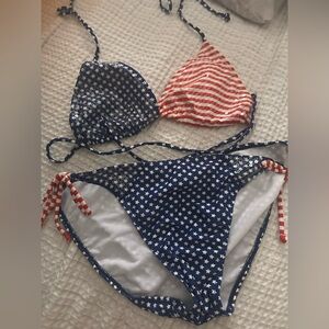 Swimsuit Edition: Star & Stripe Sequin Triangle Bikini Set - Red, White & Blue
